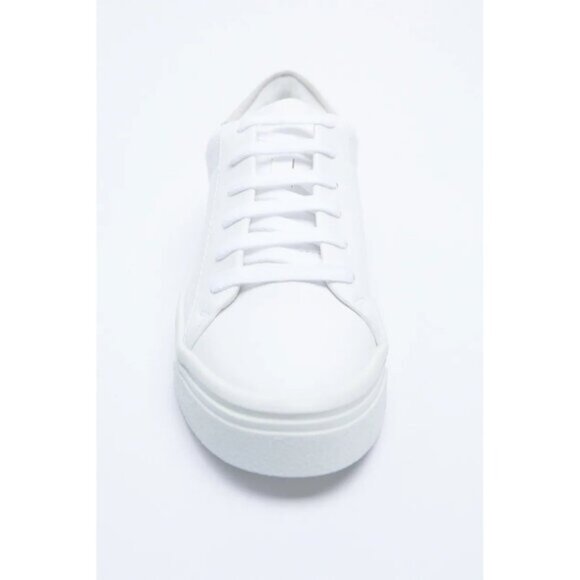NWT Zara white glittery lace up sneakers US 10 - Picture 6 of 15
